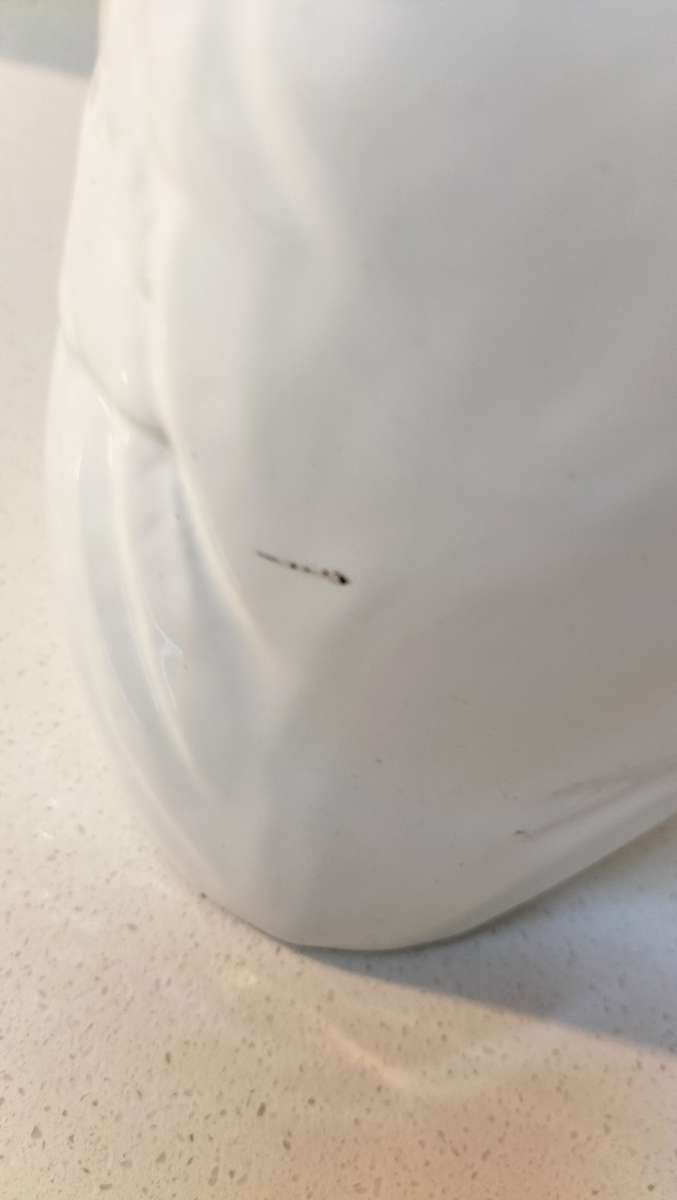 Magnificent Large Glazed Ceramic Owl - White And Gold - 20cm