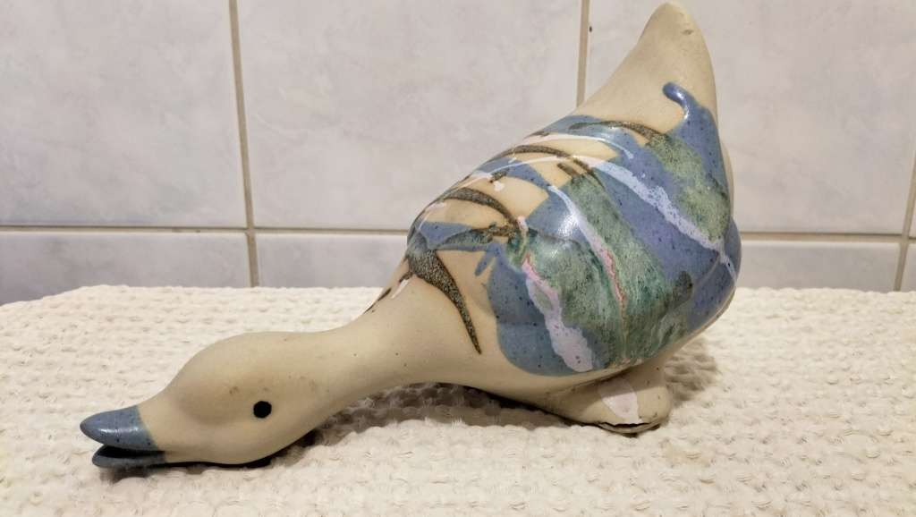 A Magnificent Glazed Pottery Duck