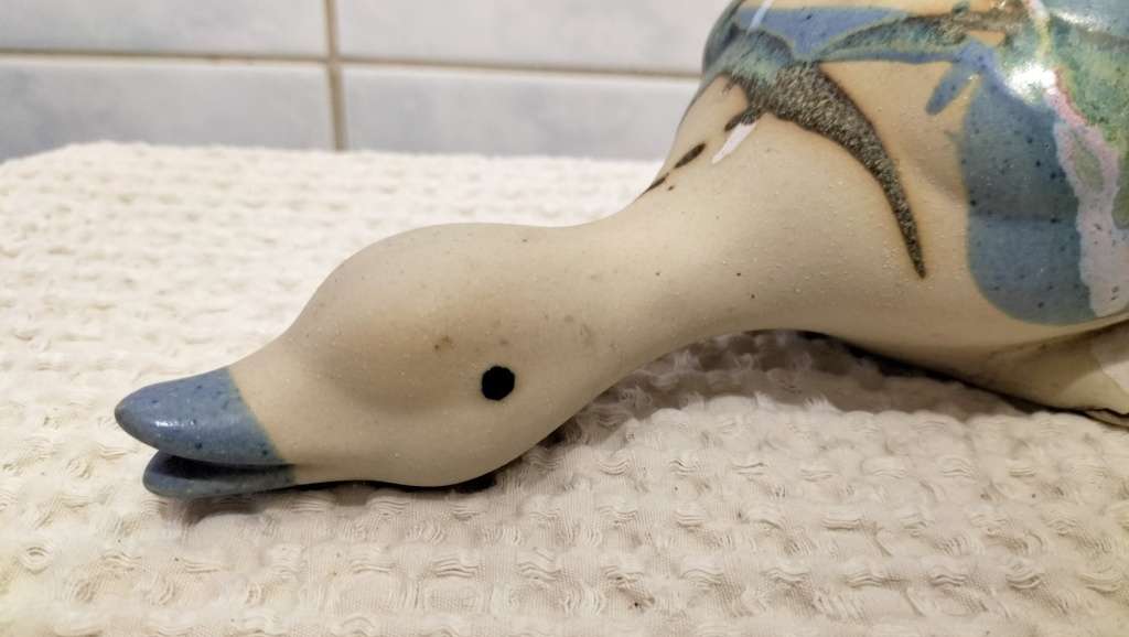 A Magnificent Glazed Pottery Duck