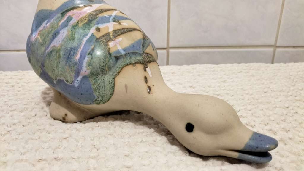 A Magnificent Glazed Pottery Duck