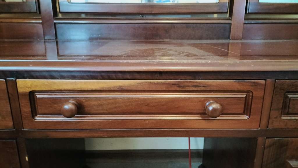 Absolutely Stunning Vintage Imbuia  3 Mirror Large Dresser With Stool - Collection Only