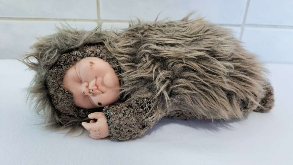 Magnificent Genuine Anne Geddes Sleeping Baby in Hedgehog Clothing