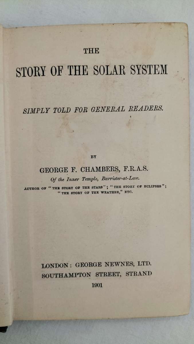 Magnificent Antique 123 Years Old `The Story Of The Solar System` GF Chambers