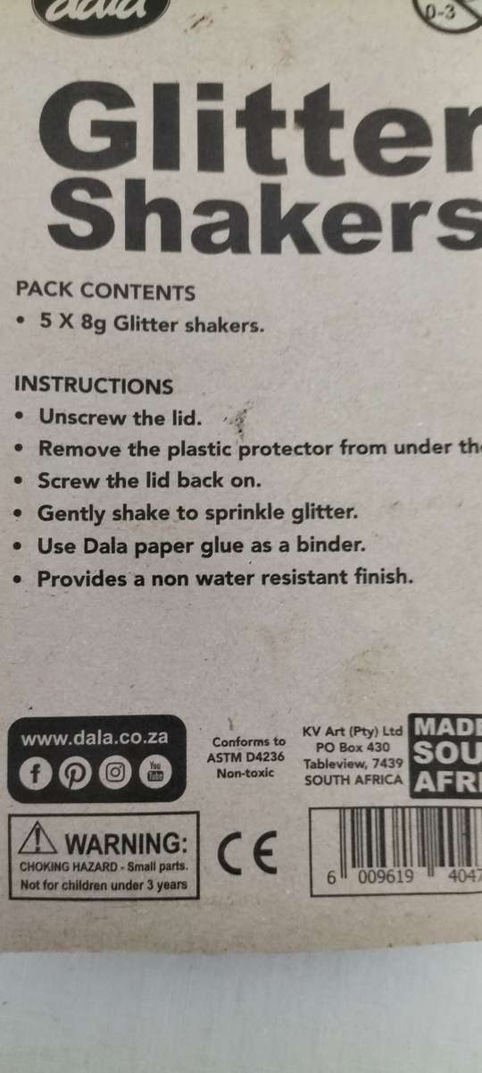 5 x New Sealed 5g Glitter Shakers
