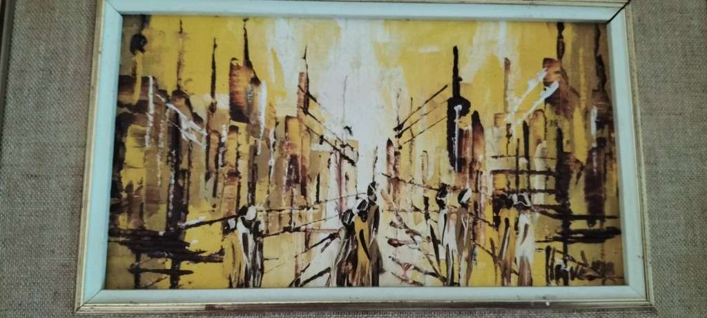 Extremely Rare 1978 Brutalist Style Oil on Canvas signed by Havé. (nr 1) Framed