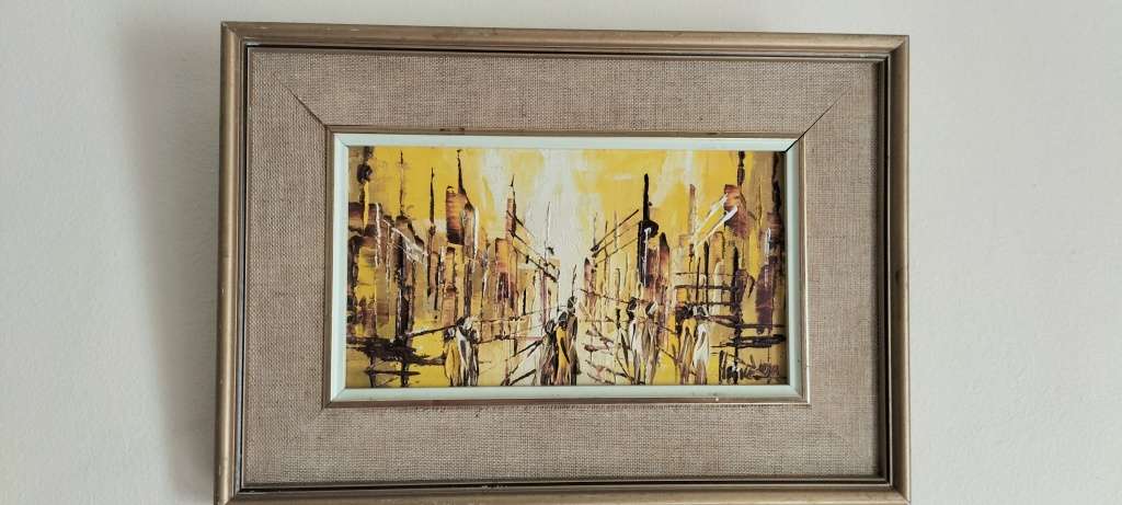Extremely Rare 1978 Brutalist Style Oil on Canvas signed by Havé. (nr 1) Framed