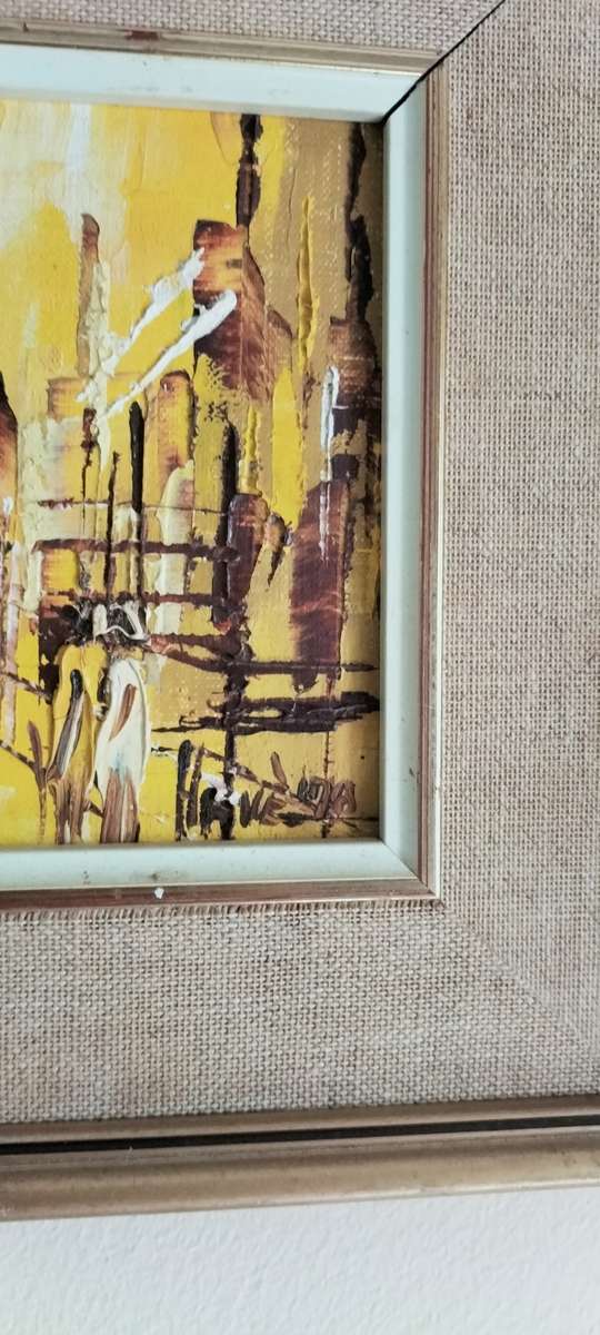 Extremely Rare 1978 Brutalist Style Oil on Canvas signed by Havé. (nr 1) Framed