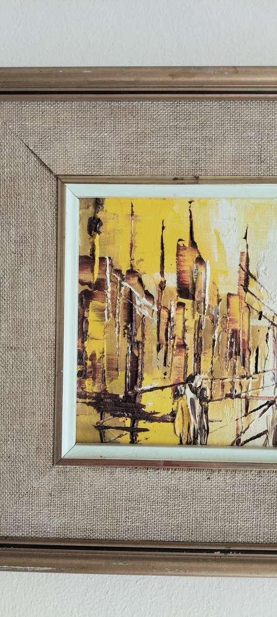 Extremely Rare 1978 Brutalist Style Oil on Canvas signed by Havé. (nr 1) Framed