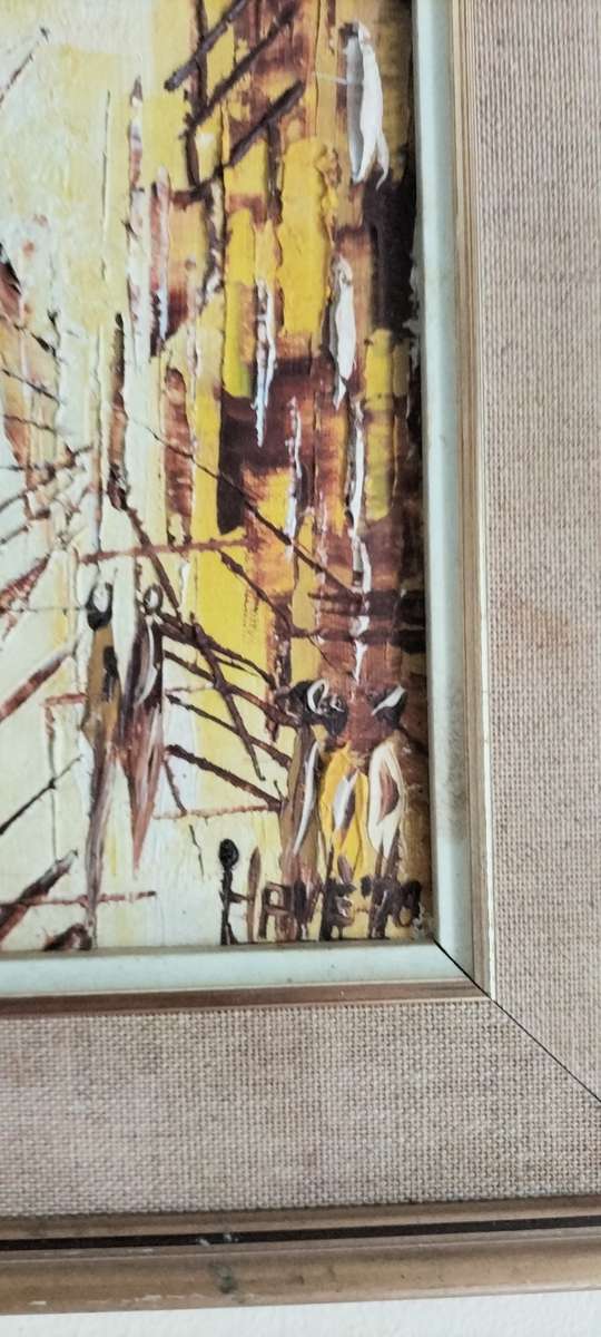 Extremely Rare 1978 Brutalist Style Oil on Canvas signed by Havé. (nr 2) Framed