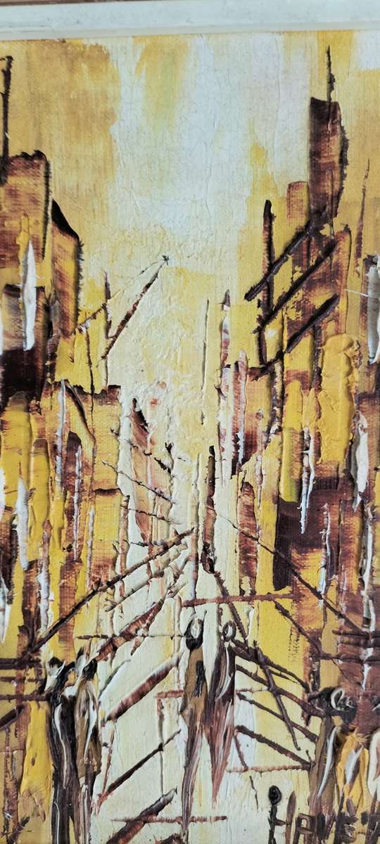 Extremely Rare 1978 Brutalist Style Oil on Canvas signed by Havé. (nr 2) Framed