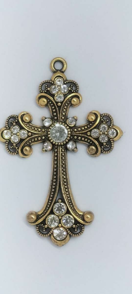 Magnificent Extra Large Bejeweled Metal Cross Pendant. Nr2