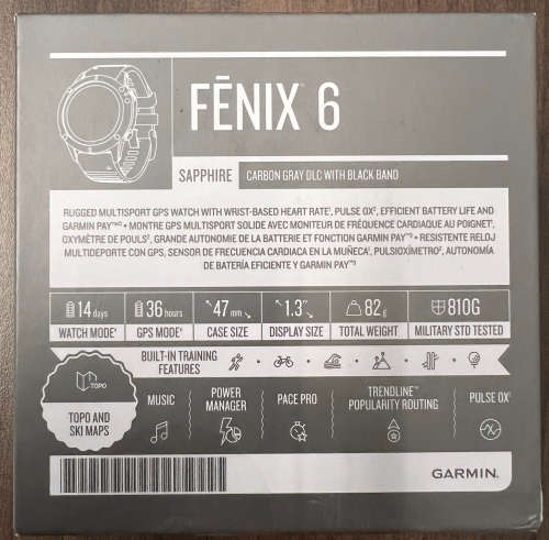 Garmin fenix 6 Pro Sapphire Edition, Carbon Gray with Black Band