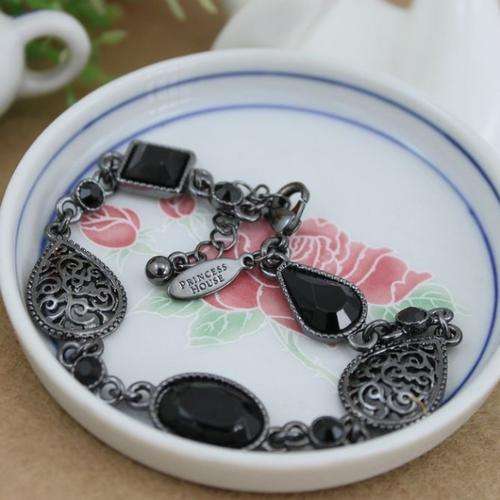 NIB PRINCESS HOUSE BLACK CRYSTAL FILIGREE BRACELET B393