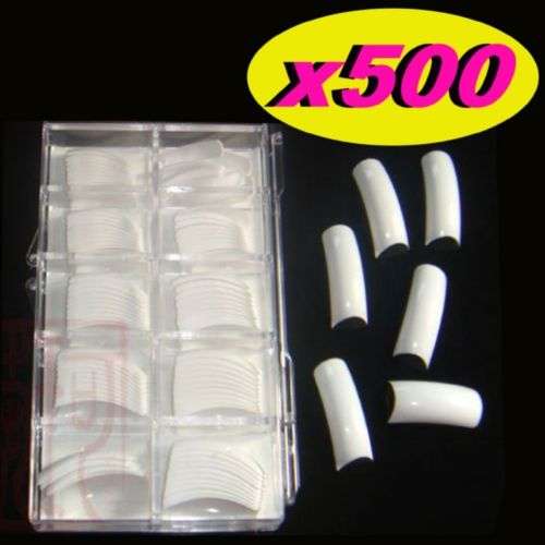 500pcs White FRENCH False Nail Tips in "U" 10SIZE + BOX