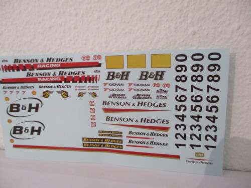 1/32 SCALE WATERSLIDE DECALS BENSON and HEDGES  IE:SCX NINCO SCALEXTRIC AIRFIX AND REVEL