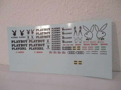 1/32 SCALE WATERSLIDE DECALS PLAYBOY  FOR SCALEXTRIC SCX NINCO AIRFIX AND REVEL