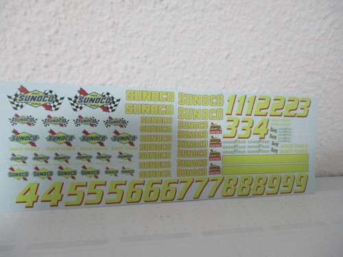 1/32 SCALE WATERSLIDE DECALS SUNOCO FOR SLOT CARS AND DIE CAST CARS