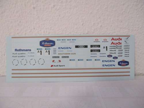 1/32 SCALE SLOT CAR AND DIE CAST WATERSLIDE DECALS ROTHMANS FOR AUDI 90 (MOSS)