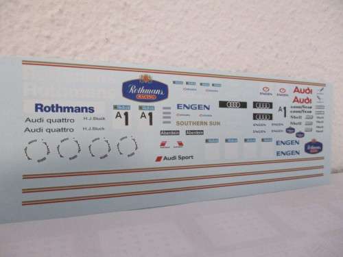 1/32 SCALE SLOT CAR AND DIE CAST WATERSLIDE DECALS ROTHMANS FOR AUDI 90 (MOSS)