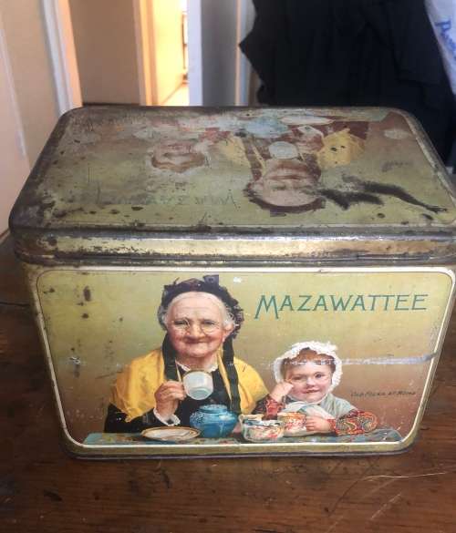 Antique Mazawattee tea caddy tin