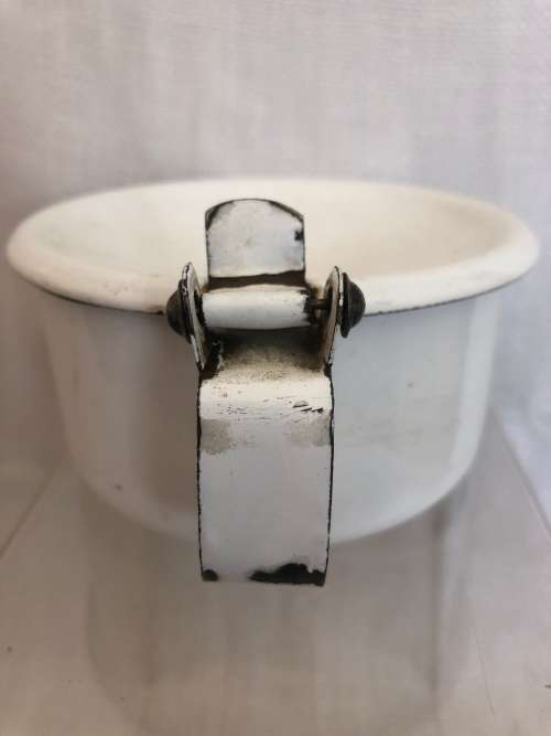 ANTIQUE WHITE ENAMEL SPITTOON MADE IN CHECZOSLAVAKIA