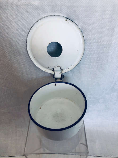 ANTIQUE WHITE ENAMEL SPITTOON MADE IN CHECZOSLAVAKIA