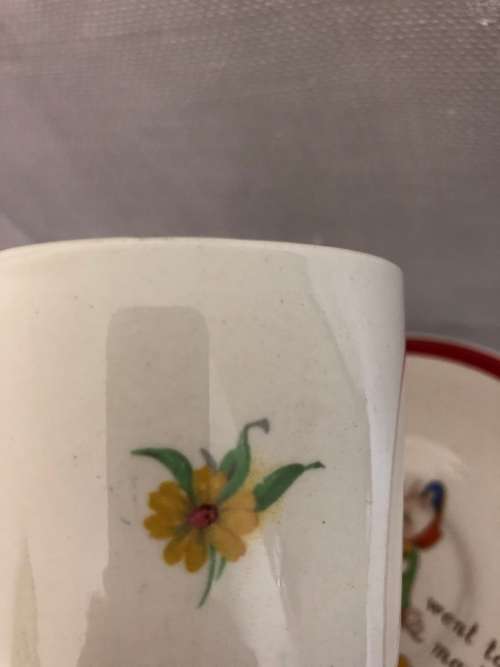 VERY RARE MIDWINTER NURSEYWARE CUP AND SAUCER LITTLE PIGGY WENT TO MARKET SIGNED PEGGY GIBBON
