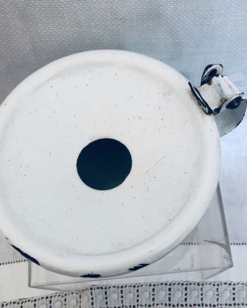 ANTIQUE WHITE ENAMEL SPITTOON MADE IN CHECZOSLAVAKIA