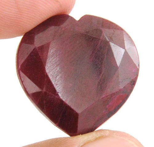 IGLI Certified 50.17 Ct India Mines Ruby Gemstone - Heart Faceted 28mm