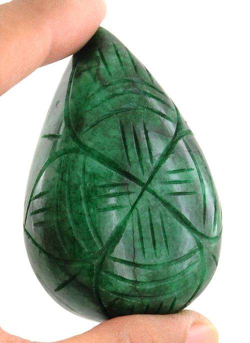 400 Carat Pear Carved Flower Natural Emerald Gemstone-IGLI Certified