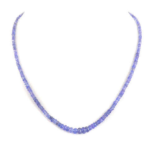 Single Row Tanzanite Beaded Necklace With 925 Silver Clasp