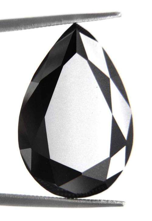 Certified 9.20 Carat Moissanite Pear Shape Black Diamond - AAA Quality