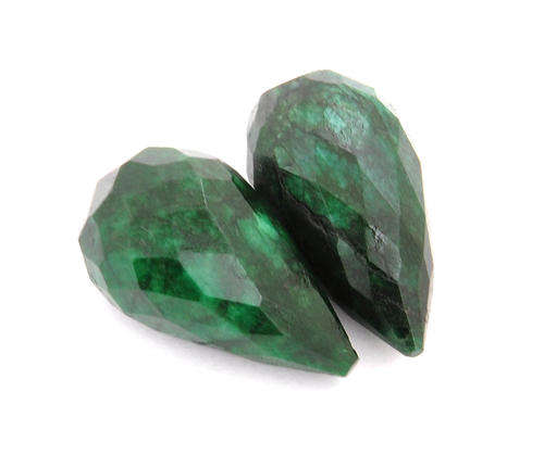 96.65 Carat Emerald Gemstone Bead Pair
