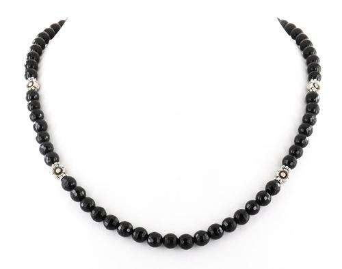 122 Carat Black Onyx Beaded Necklace -Handmade in India