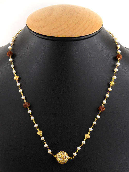 42 Ct Pearl Gemstone Beaded Necklace-Handmade in  India