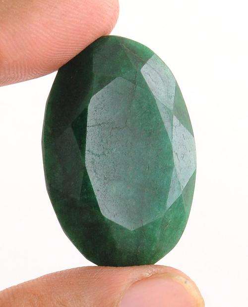 76.96 Carat Brazilian Mines Natural Emerald Gemstone - Oval Faceted IGLI Certified
