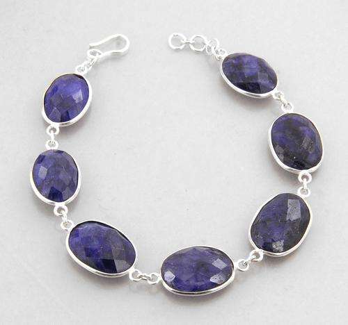 18 Gm Designer Blue Sapphire Gemstone Bracelet in Silver