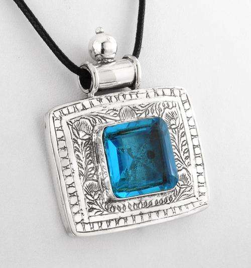 28.5Gm Blue Topaz Gemstone Silver Pendant