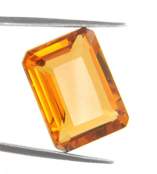 29.28 Ct Certified Emerald Cut Hydro Citrine Gemstone