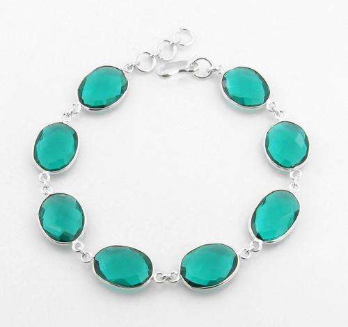 12.5 Gm Designer Green Quartz Gemstone Bracelet in Silver