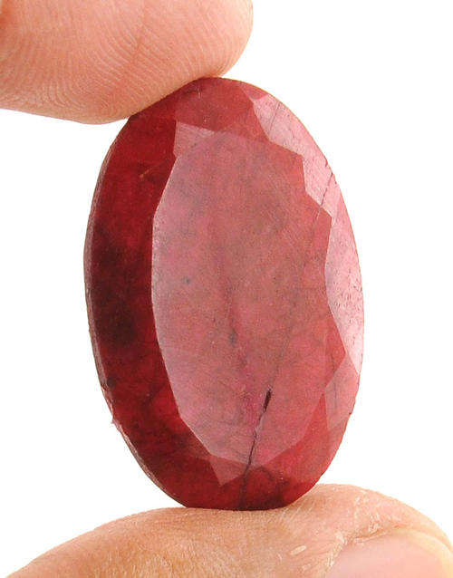 51.99 Carat Certified Oval Cut India Mines Blood Red Ruby Gemstone