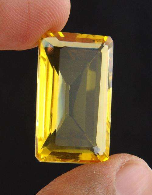 26.11 Ct Certified Emerald Cut Hydro Citrine Gemstone -25mm/15mm