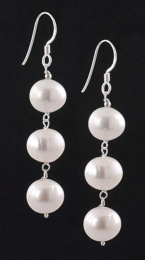 Designer 35 Carat Pearl Gemstone Beaded Earrings with Silver Findings