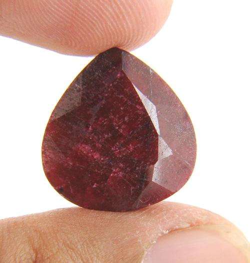 21.81 Ct Natural Ruby Gemstone Teardrop Shape from India - Certification Included