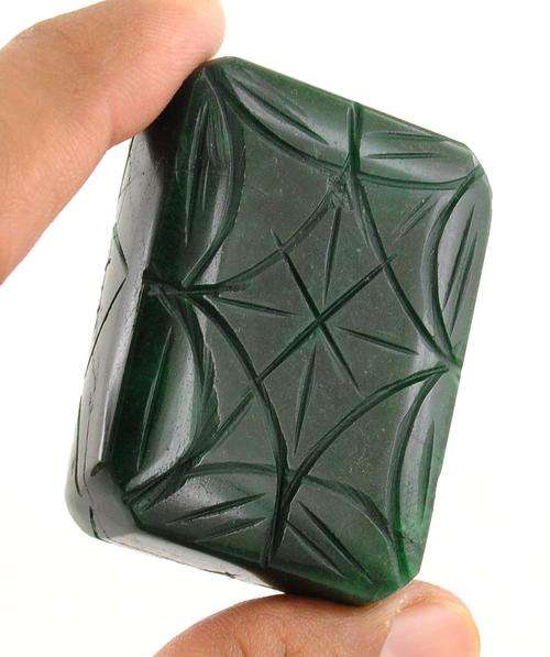 493 Ct Certified Octagonal Carved Flower Emerald Gemstone