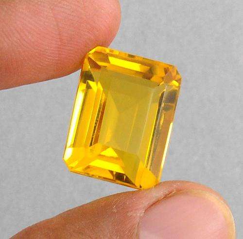 16.17 Ct Certified Emerald Cut Citrine Gemstone