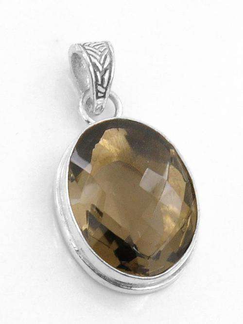 12.5 Gm Smoky Quartz Gemstone Silver Pendant