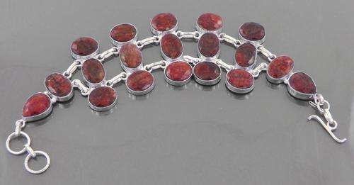 40.5 Gm Ruby Gemstone Silver Alloy Bracelet