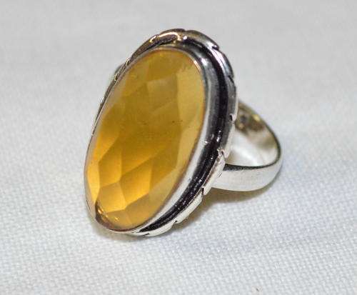 Citrien ring in 925 Sterling silver plated 925 stamped XL 19mm