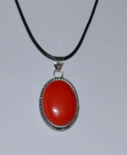 Coral Pendant in 529 Sterling silver plated pendant only 925 stamped